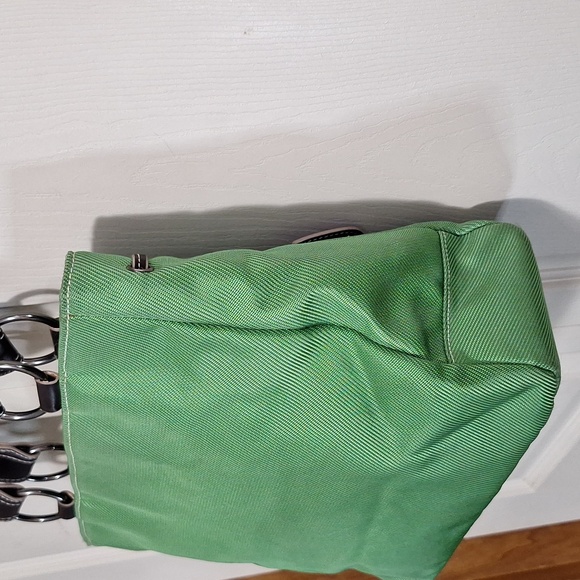 Vintage Tommy Hilfiger canvas handbag purse - green/brown leather - Picture 6 of 16